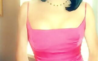 Sexy tranny in hot pink dress