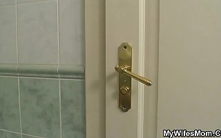 Busty old lady and son-in-law caught in bathroom