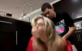 Young Descendant Fucks his Hot Mom in the Kitchen